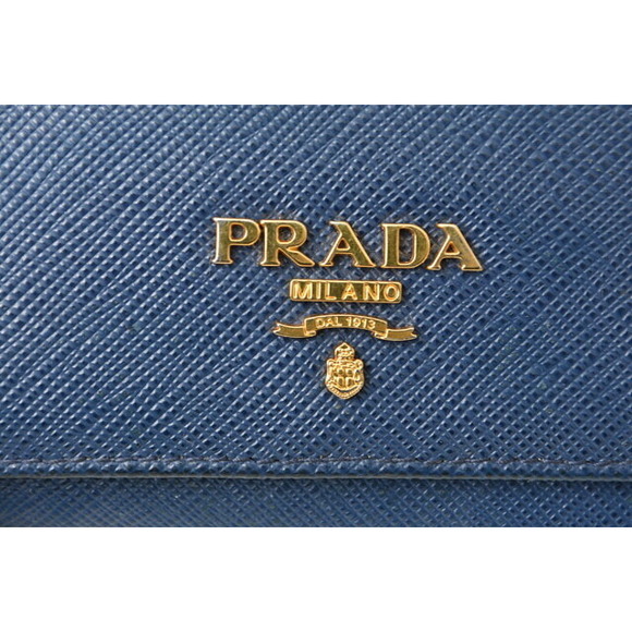 Prada Key Case Key Chain 6 Rows Saffiano Metal Bluette - Picture 6 of 9